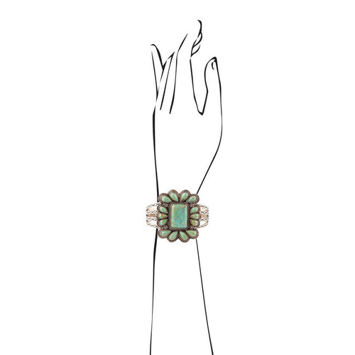 Bronze and Stone Turquoise Statement Bracelet - Barse Jewelry
