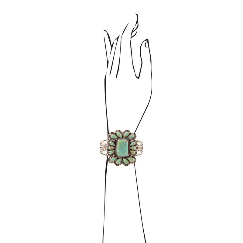 Bronze and Stone Turquoise Statement Bracelet - Barse Jewelry
