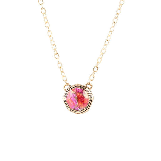 Luca Pink Magenta Spiny Oyster Golden Pendant Necklace