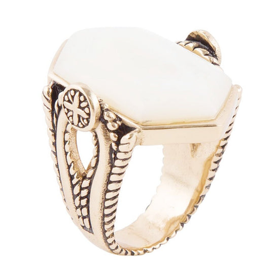 Golden Bronze White Mother of Pearl Ring