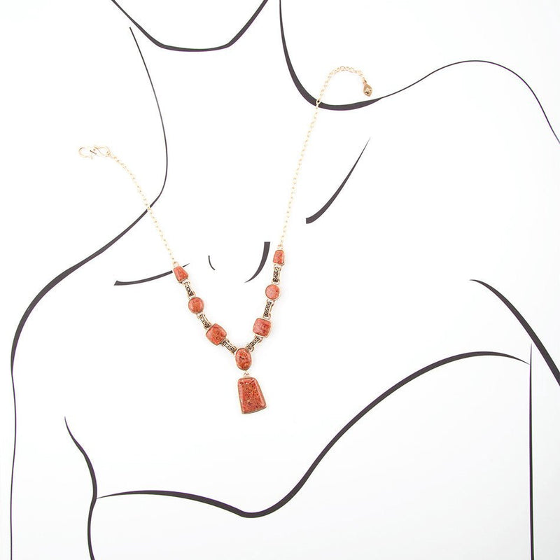 Buena Tierra Orange Sponge Coral Necklace - Barse Jewelry