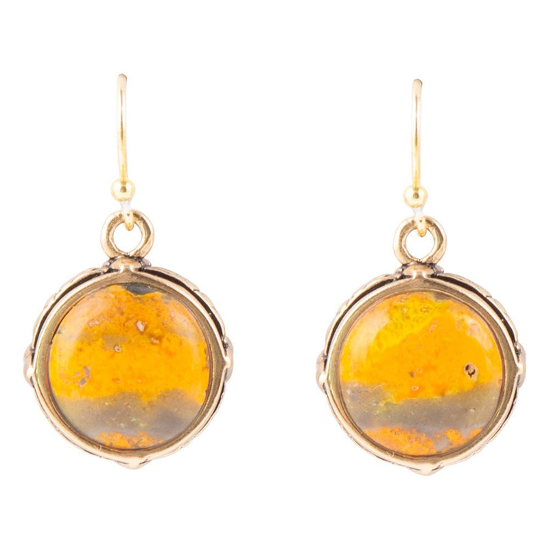 Bumblebee Jasper Round Drop Earrings - Barse Jewelry