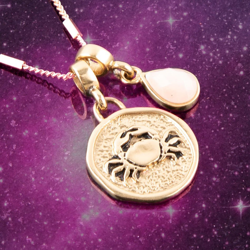 Cancer - Zodiac Pink Opal Charm Necklace - Barse Jewelry