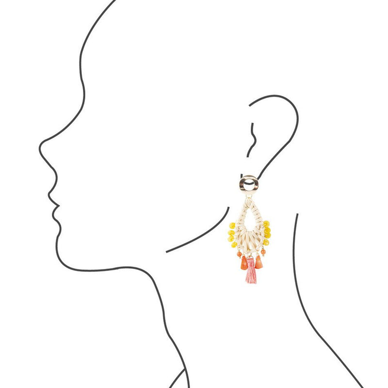Celosia Yellow Jade Rattan Earrings - Barse Jewelry