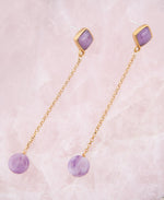 Chained Up Purple Amethyst and Golden Bronze Dangle Earrings - Barse Jewelry