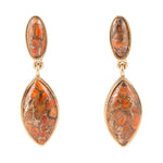 Champion Double Drop Orange Sponge Coral Matrix Earrings - Barse Jewelry