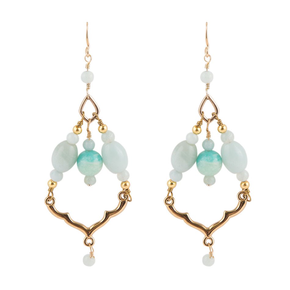Chandelier Amazonite and Bronze Earrings - Barse Jewelry