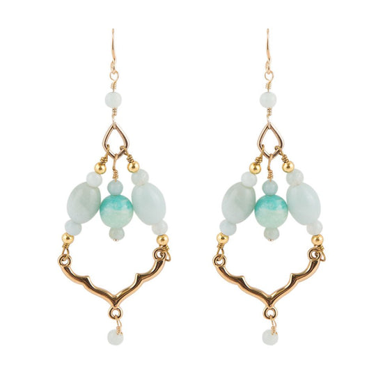 Chandelier Amazonite and Bronze Earrings