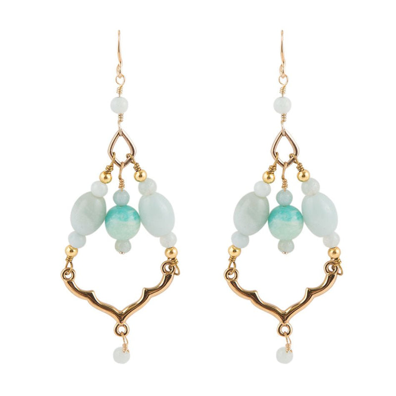 Chandelier Amazonite and Bronze Earrings - Barse Jewelry