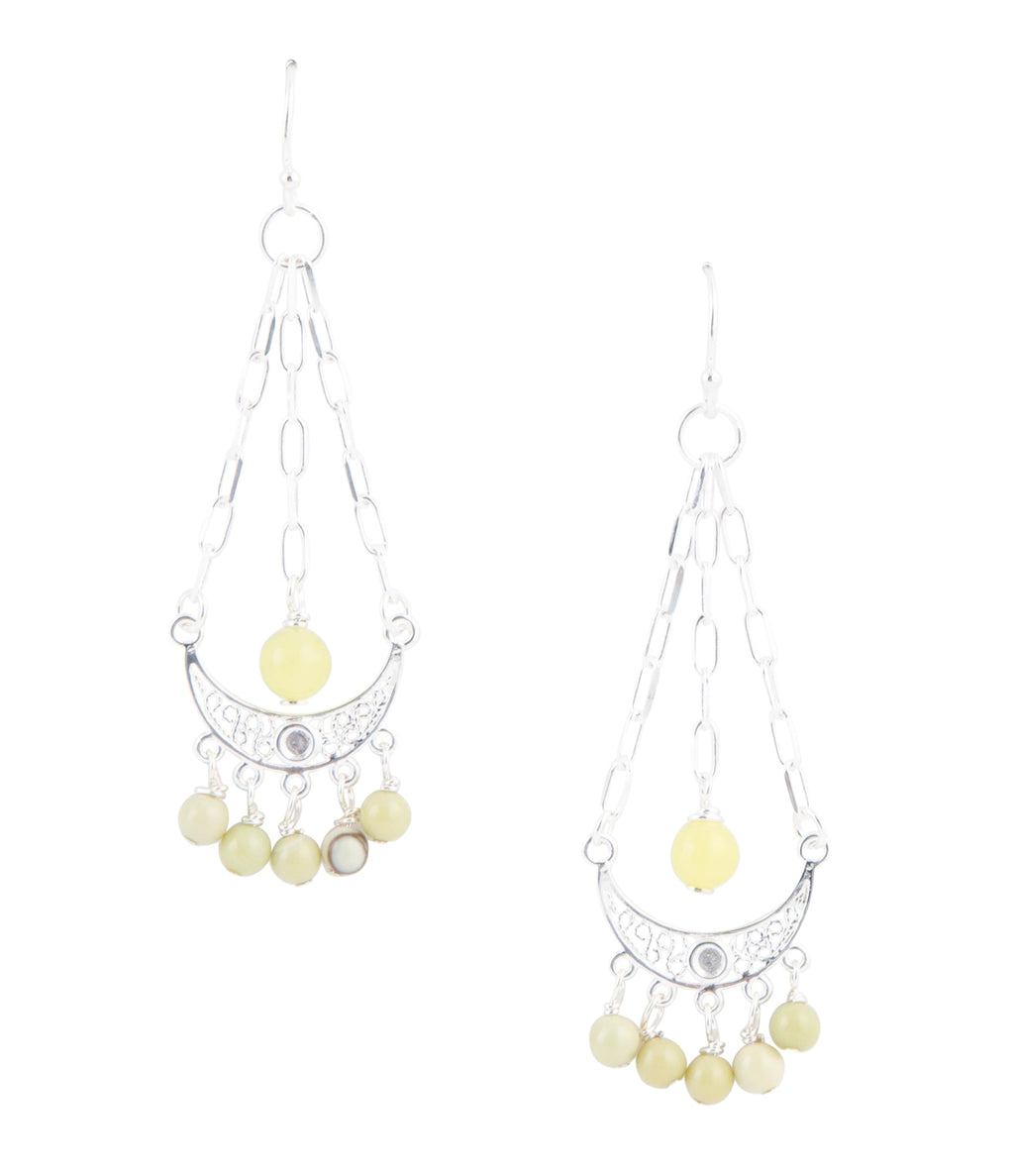 Chartruese Lemon Jade Chandelier Earrings - Barse Jewelry