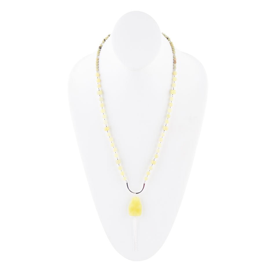 Chartruese Lemon Jade Long Pendant Necklace - Barse Jewelry