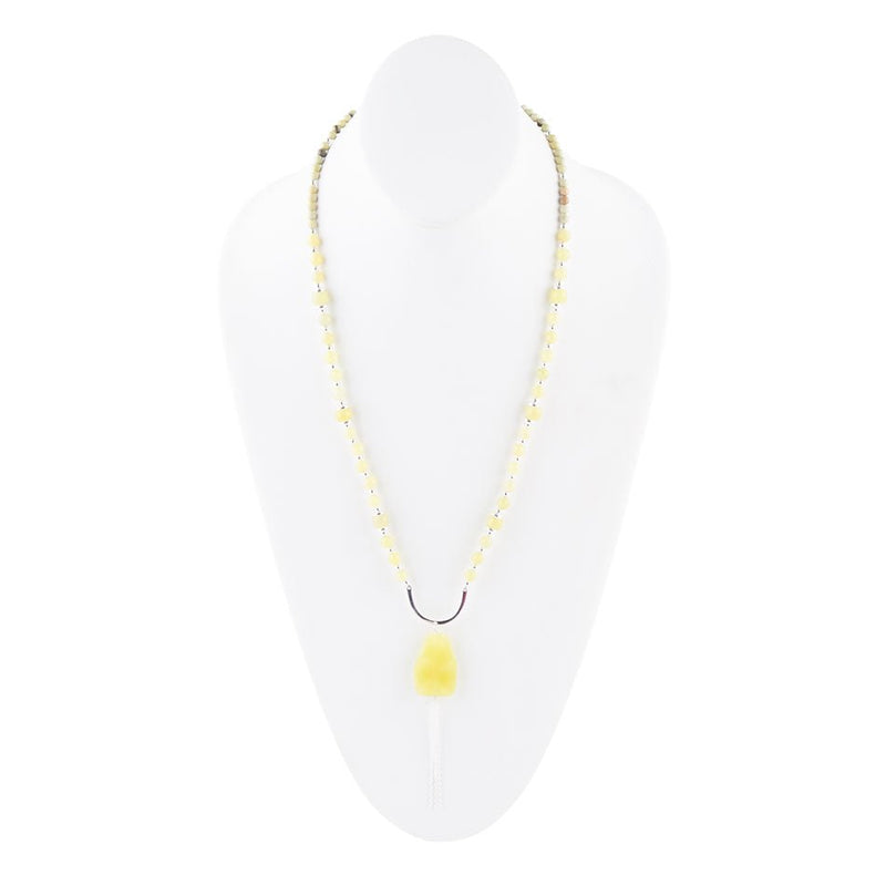 Chartruese Lemon Jade Long Pendant Necklace - Barse Jewelry