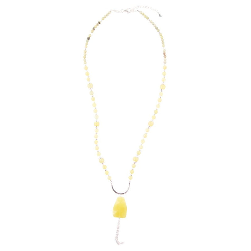 Chartruese Lemon Jade Long Pendant Necklace - Barse Jewelry