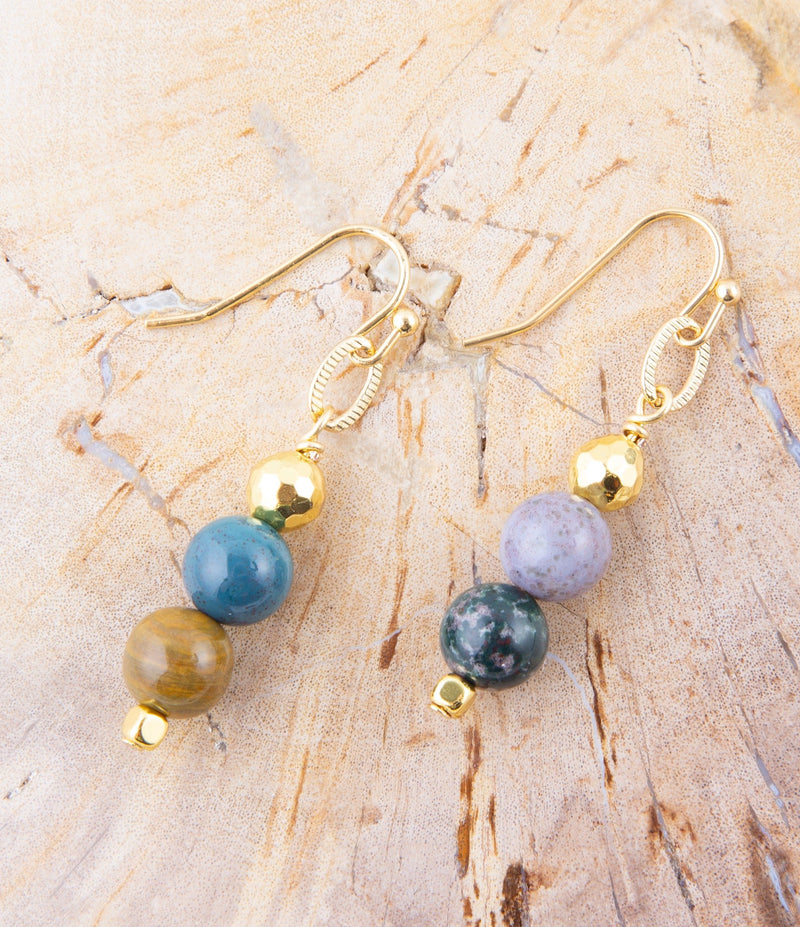 Cheyenne Wood Agate Drop Earrings - Barse Jewelry