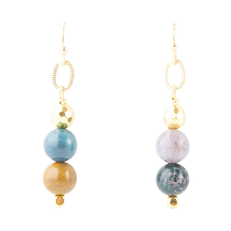 Cheyenne Wood Agate Drop Earrings - Barse Jewelry