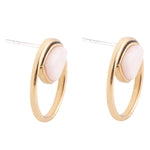 Circle Pink Opal and Golden Bronze Post Earrings - Barse Jewelry