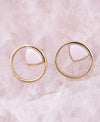 Circle Pink Opal and Golden Bronze Post Earrings - Barse Jewelry