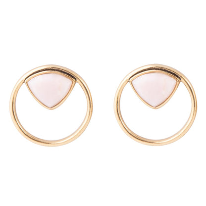 Circle Pink Opal and Golden Bronze Post Earrings - Barse Jewelry