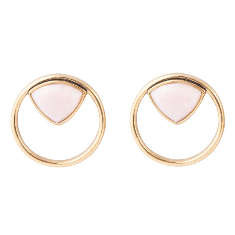 Circle Pink Opal and Golden Bronze Post Earrings - Barse Jewelry