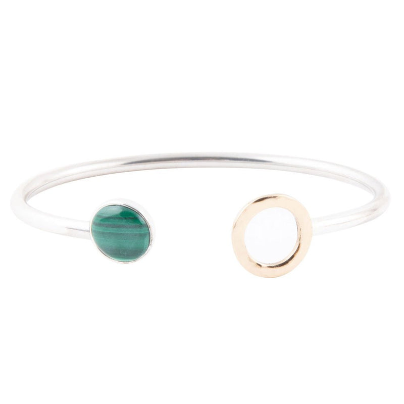 Circle Two Toned Malachite Cuff Bracelet - Barse Jewelry