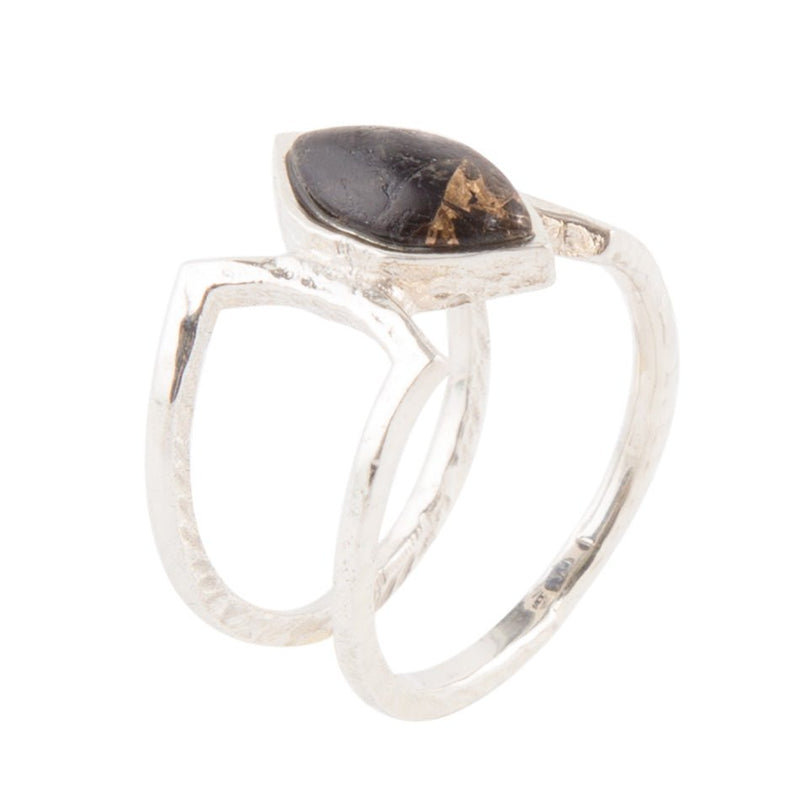 Cooling Trend Black Shungite Matrix and Sterling Silver Ring Barse Jewelry