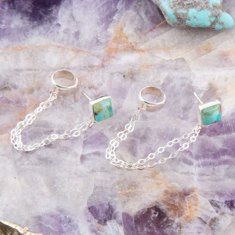 Cuffed Up Turquoise and Sterling Silver Earrings - Barse Jewelry