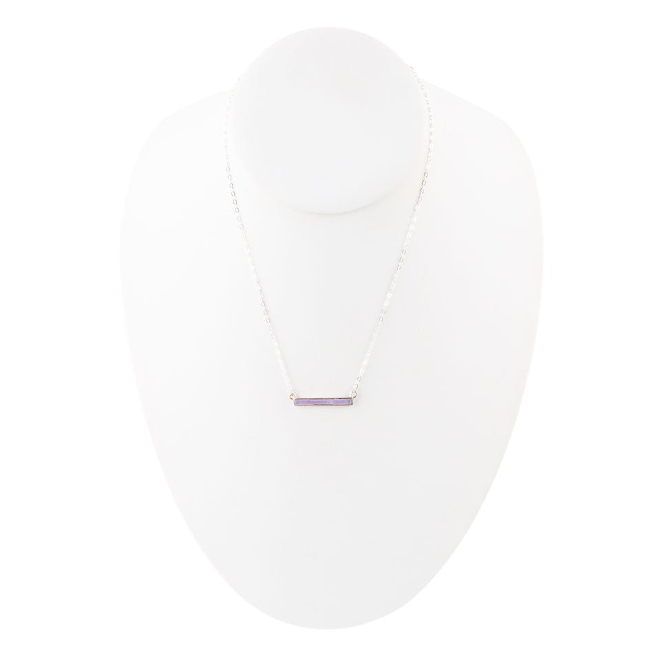 Dainty Amethyst Bar Necklace - Barse Jewelry
