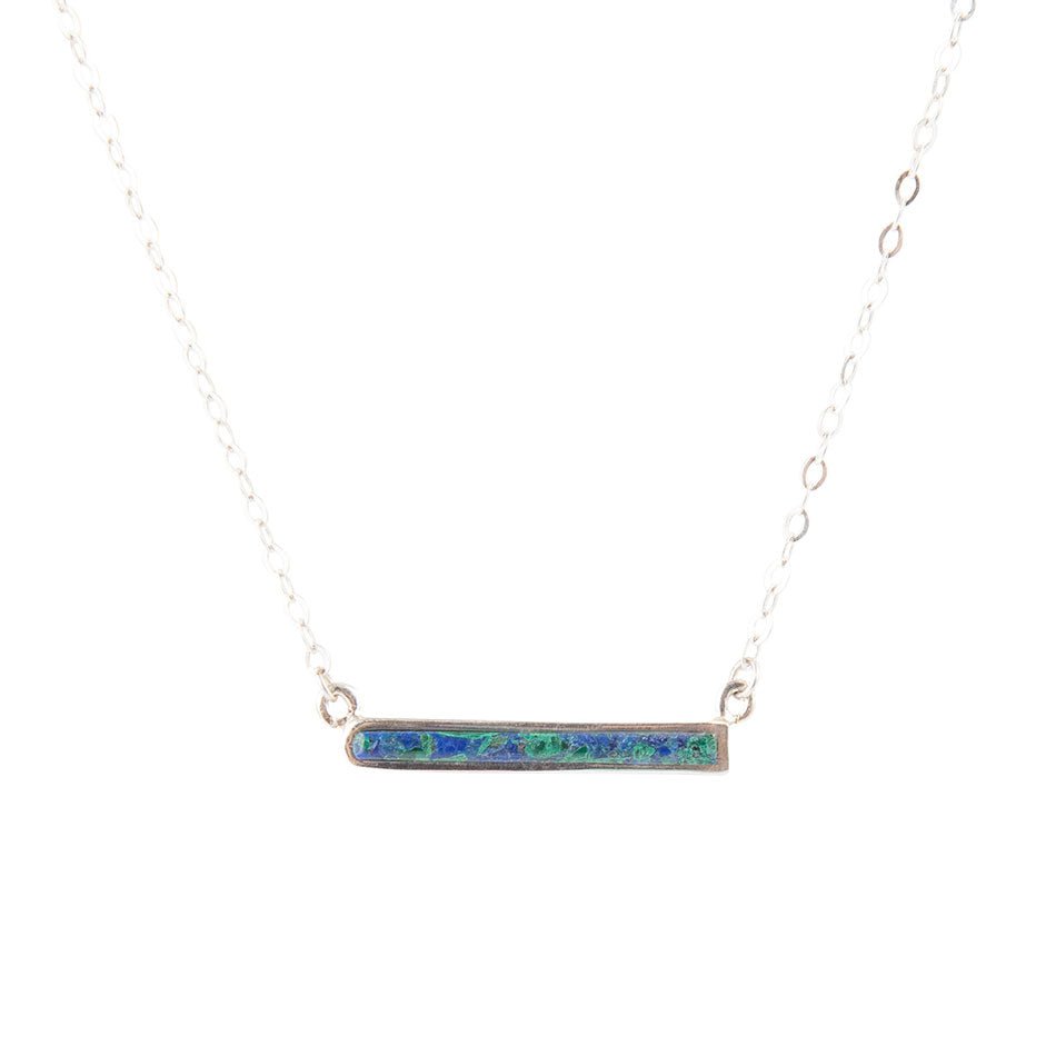 Dainty Azurite Bar Necklace - Barse Jewelry