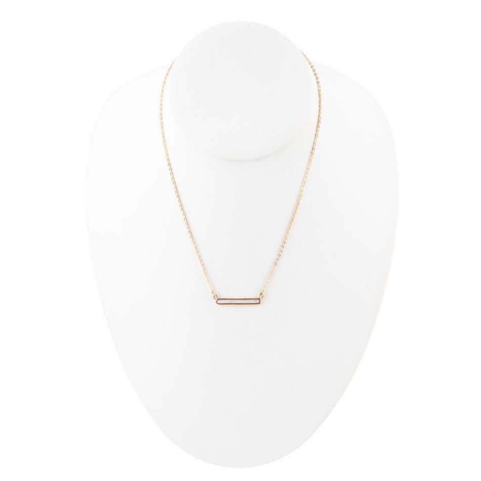 Dainty Botswana Agate Bar Necklace - Barse Jewelry