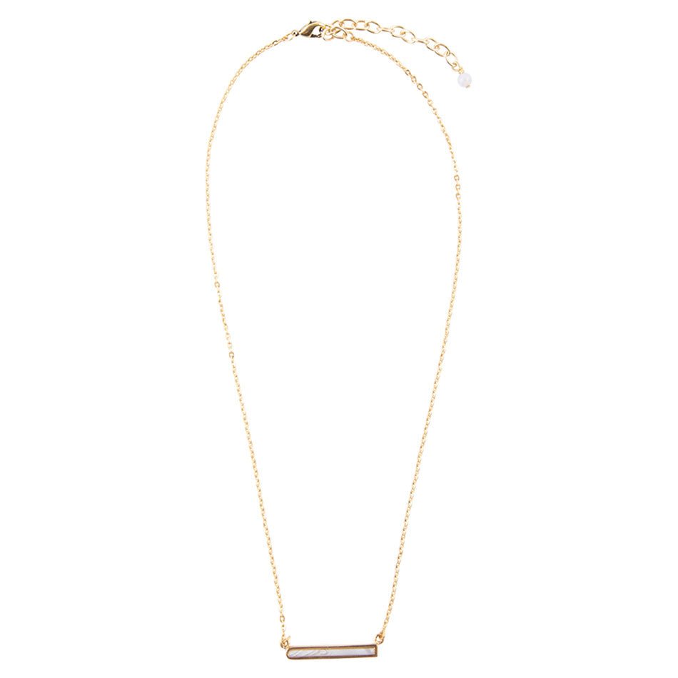 Dainty Botswana Agate Bar Necklace - Barse Jewelry