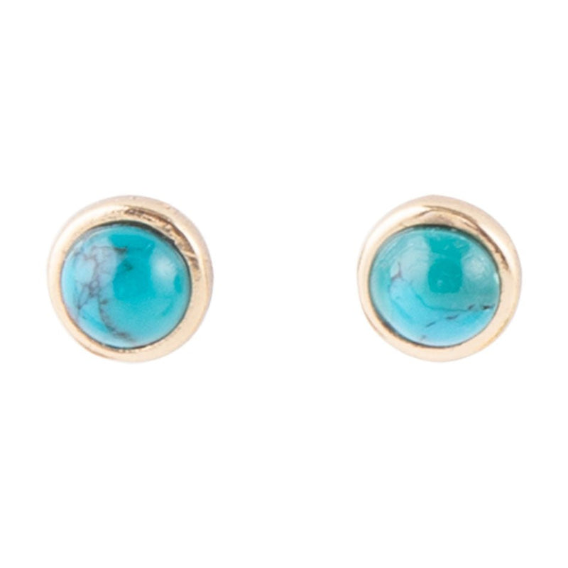Dainty Dot Bronze Earrings- Turquoise - Barse Jewelry