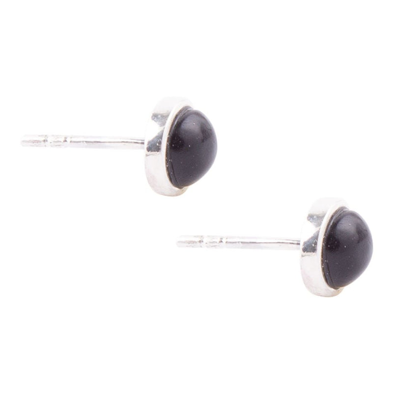 Dainty Dot Onyx and Sterling Silver Stud Earrings - Barse Jewelry