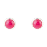Dainty Dot Red Onyx and Sterling Silver Stud Earrings - Barse Jewelry