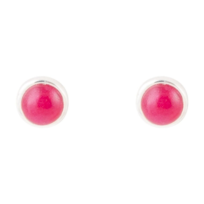 Dainty Dot Red Onyx and Sterling Silver Stud Earrings - Barse Jewelry