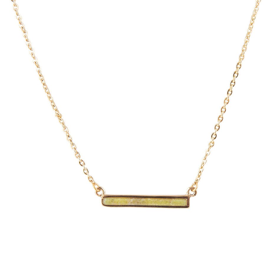 Dainty Green Aventurine Bar Necklace - Barse Jewelry