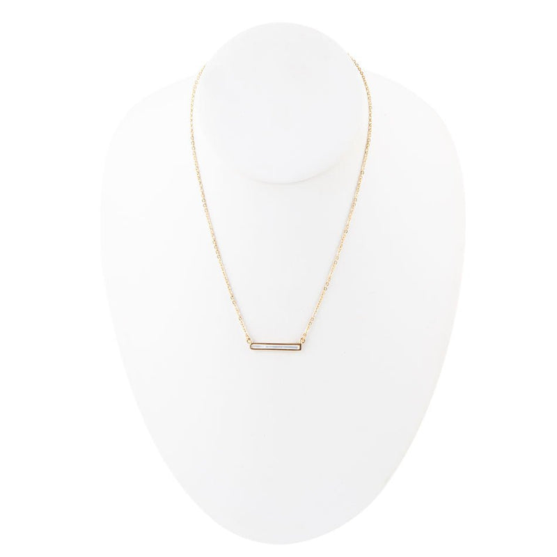 Dainty Mother of Pearl Bar Necklace - Barse Jewelry