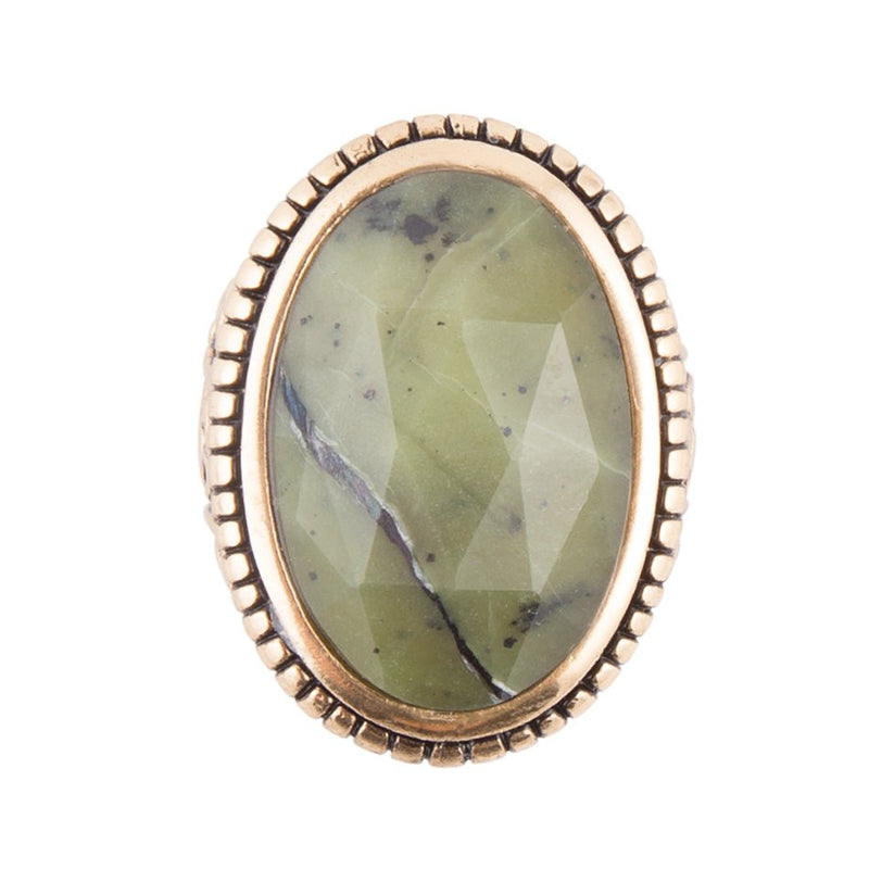Dark Canadian Jade Faceted Ring - Barse Jewelry