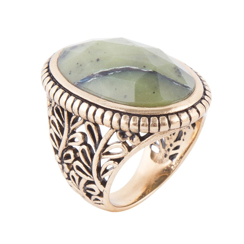 Dark Canadian Jade Faceted Ring - Barse Jewelry