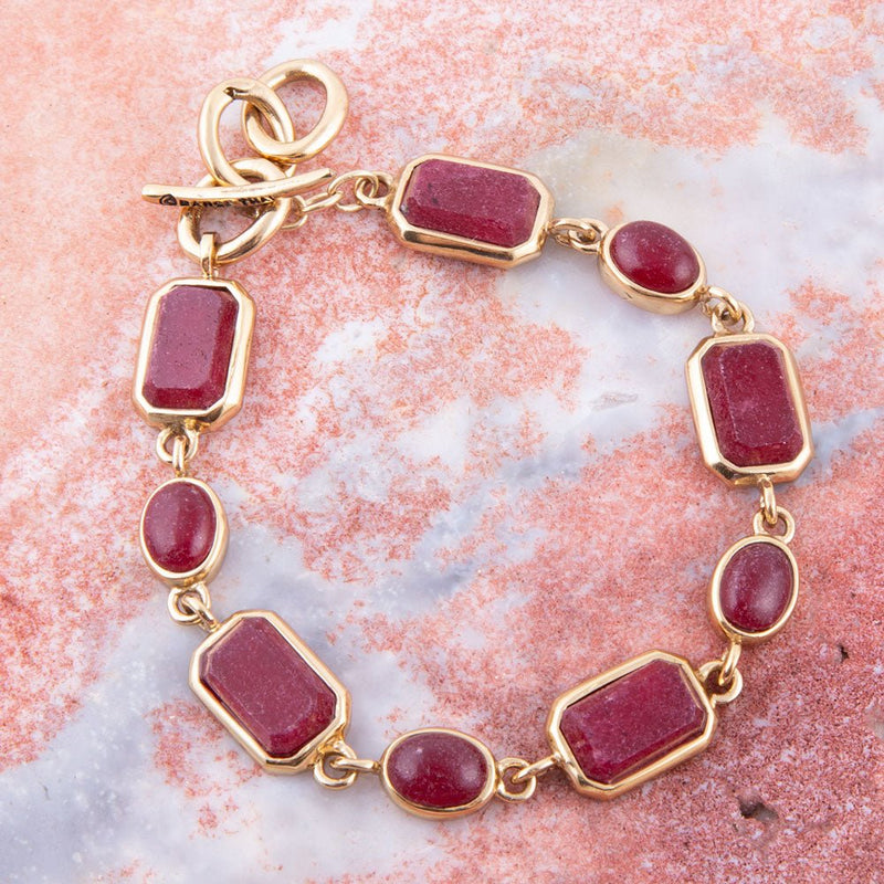 Delicately Red Onyx and Bronze Toggle Bracelet - Barse Jewelry