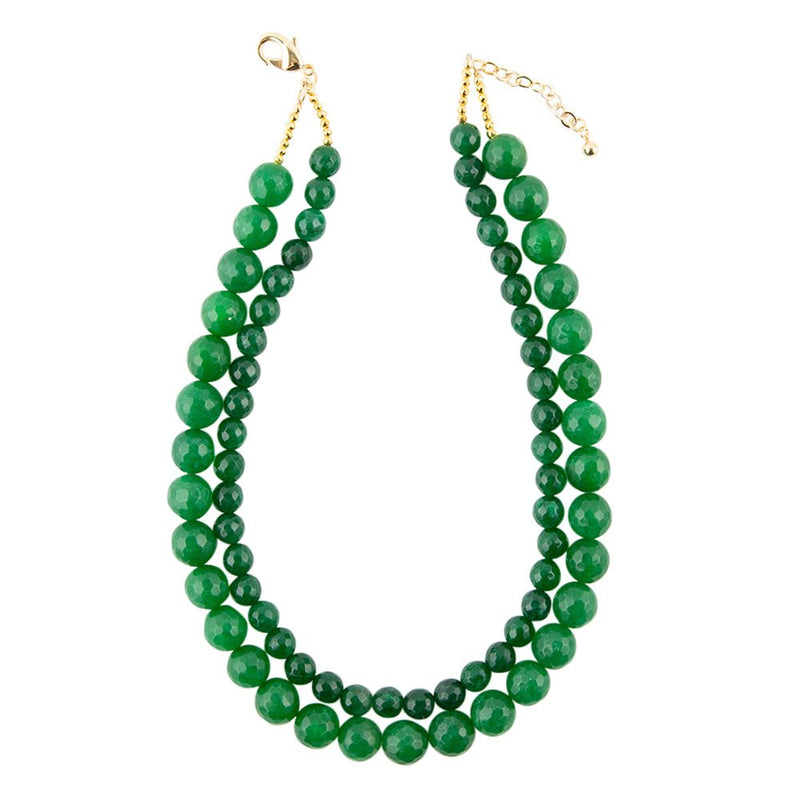 110.00 ct. t.w. Emerald Bead Station Necklace in 18kt Gold Over Sterling.  18