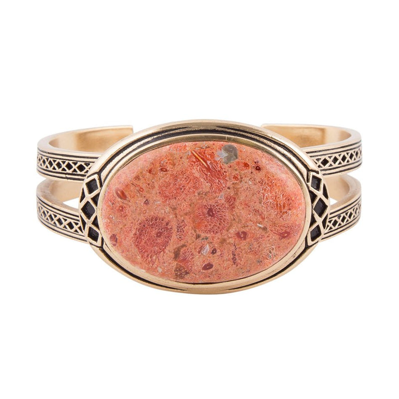 Desert Haven Orange Sponge Coral Cuff Bracelet - Barse Jewelry