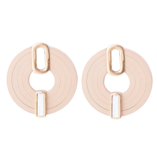 Discus Mother of Pearl Leather Earrings