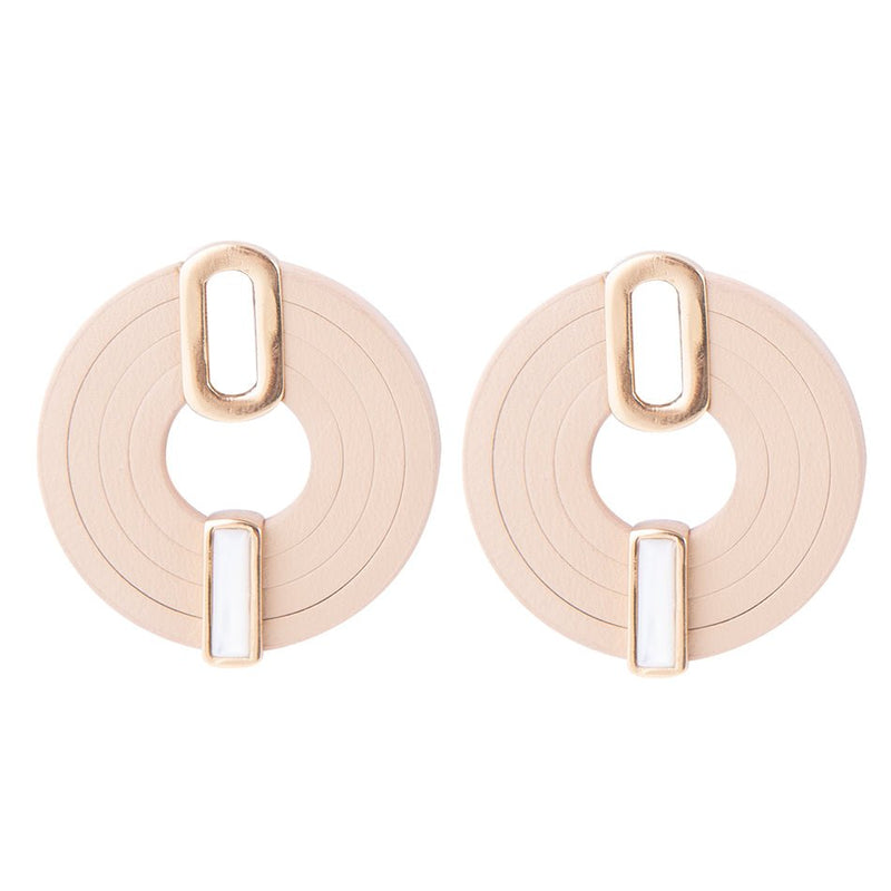Discus Mother of Pearl Leather Earrings - Barse Jewelry