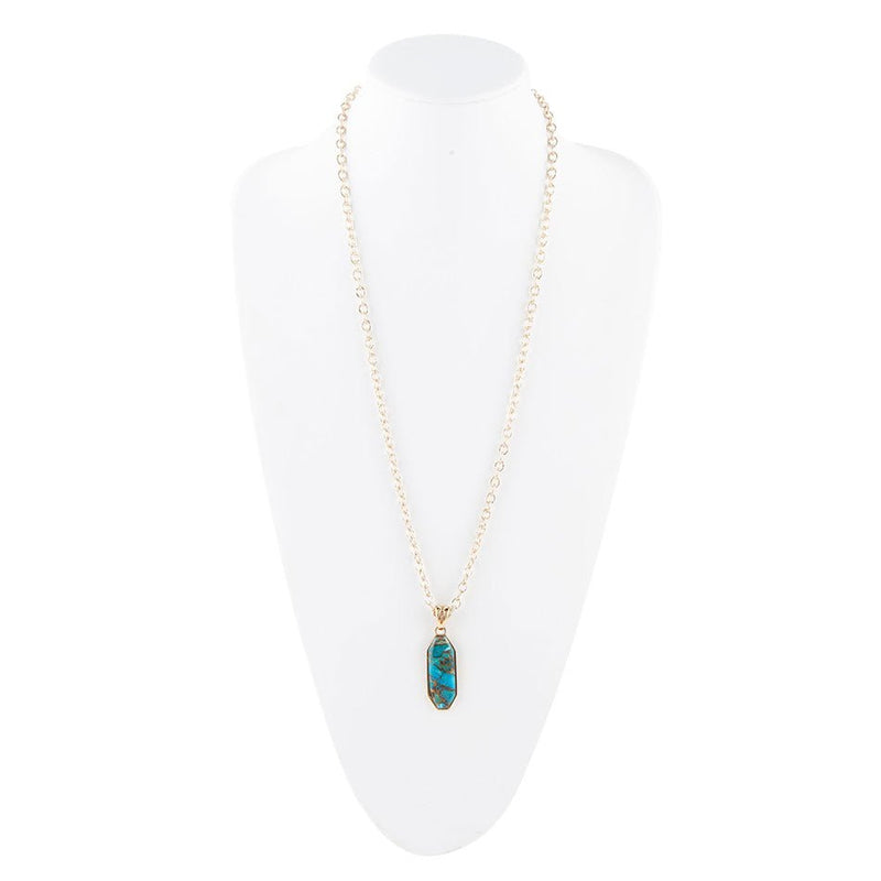 Dolce Teal Turquoise Matrix Pendant Necklace - Barse Jewelry