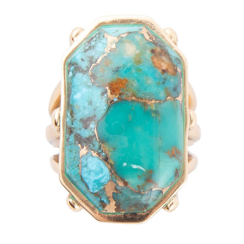 Dolce Teal Turquoise Matrix Ring - Barse Jewelry