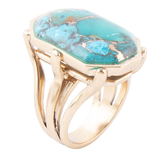 Dolce Blue Teal Turquoise Matrix and Golden Ring