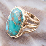Dolce Teal Turquoise Matrix Ring - Barse Jewelry