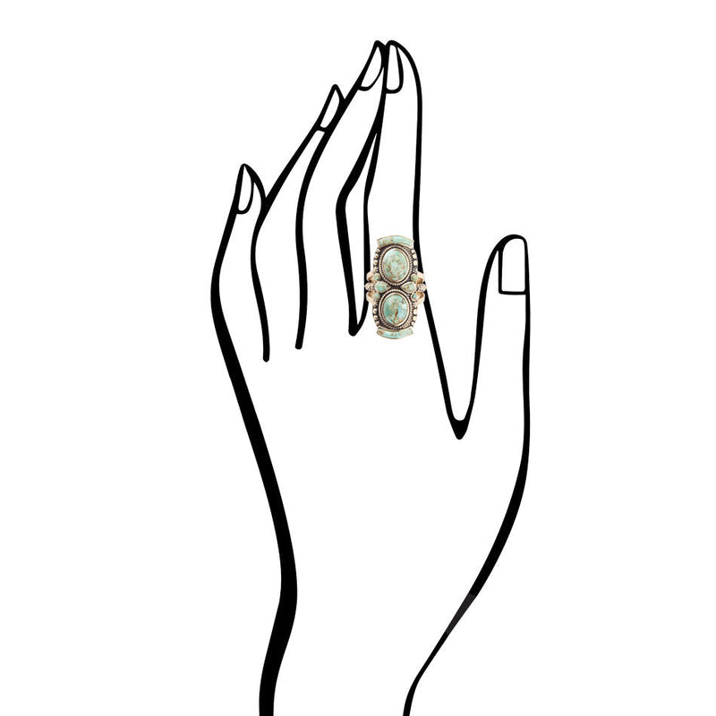 Double Up Turquoise Shield Ring - Barse Jewelry