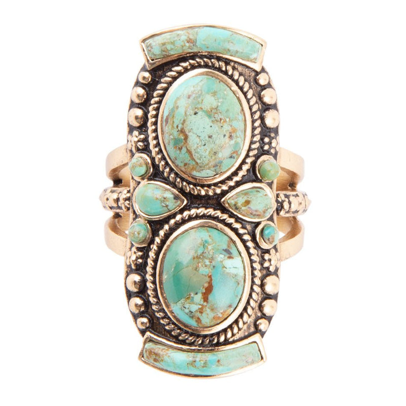 Double Up Turquoise Shield Ring - Barse Jewelry