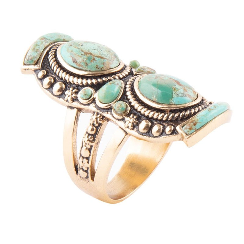 Double Up Turquoise Shield Ring - Barse Jewelry